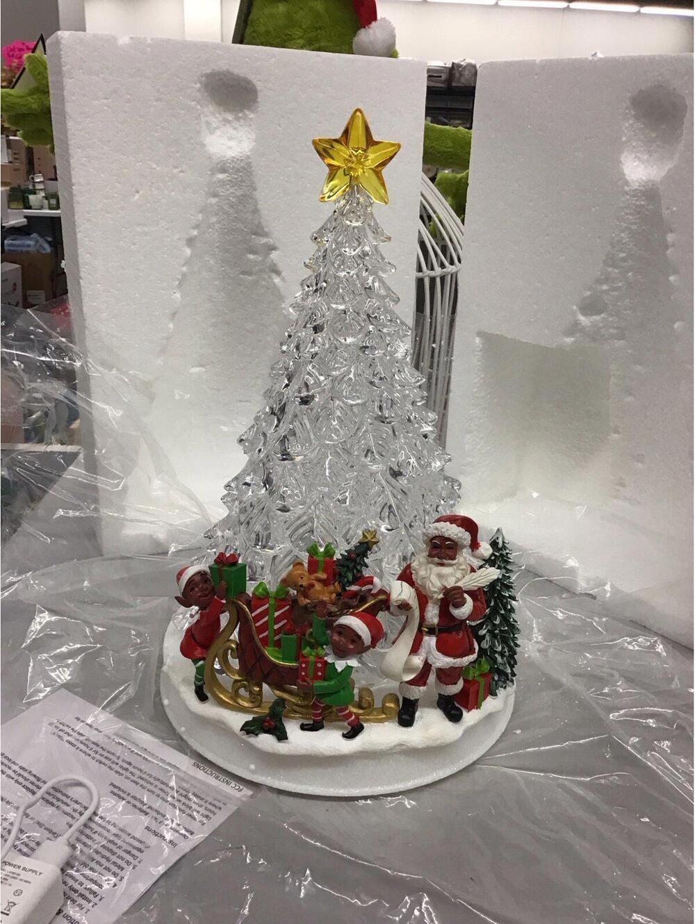 12.5 “ illuminated tree scene by Valerie Santa black new from qvc